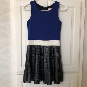 fancy blue and black dress